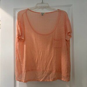 Forever 21 I Love H81 Sheer Orange Scoop Neck T Shirt